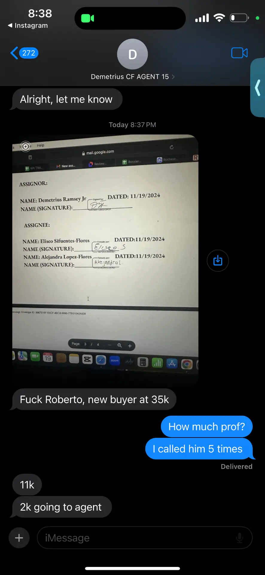 Demetrius: New buyer at $35K — $11K profit